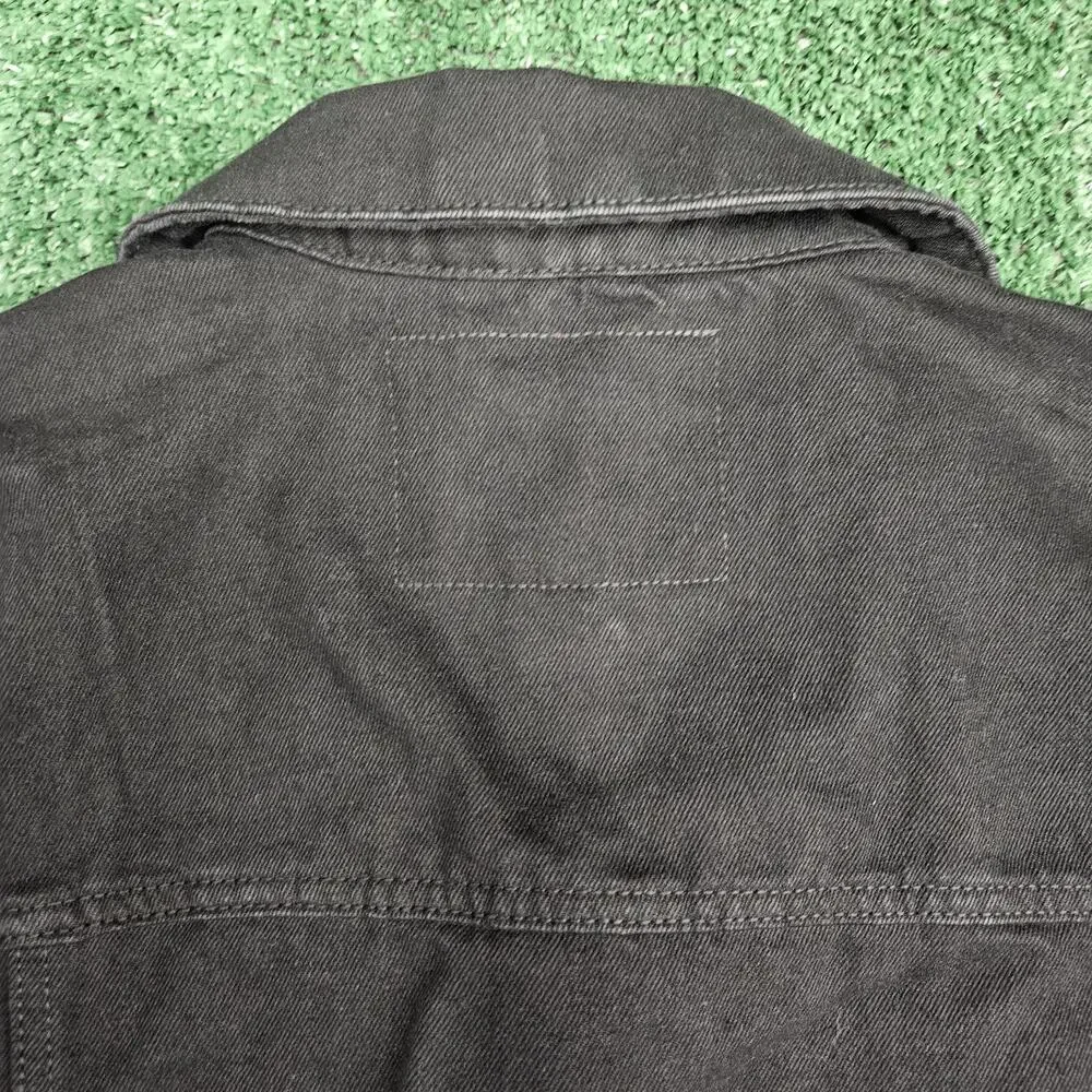 New True Religion Jacket Mens Medium Black Denim Jean Trucker Slim